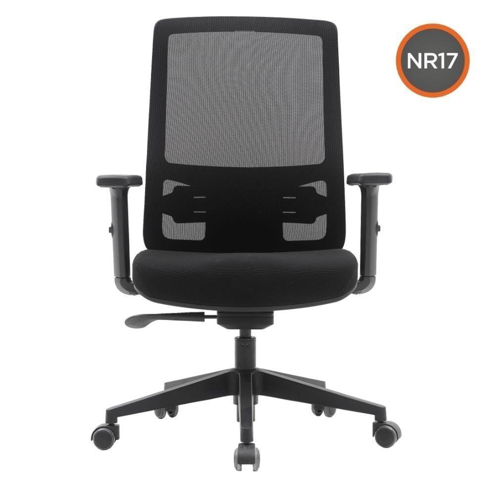 Cadeira Escritório Giratória Nr-17 Wall Street Diretor Fratini Tela Mesh Preto Base Rodízio Nylon - 2