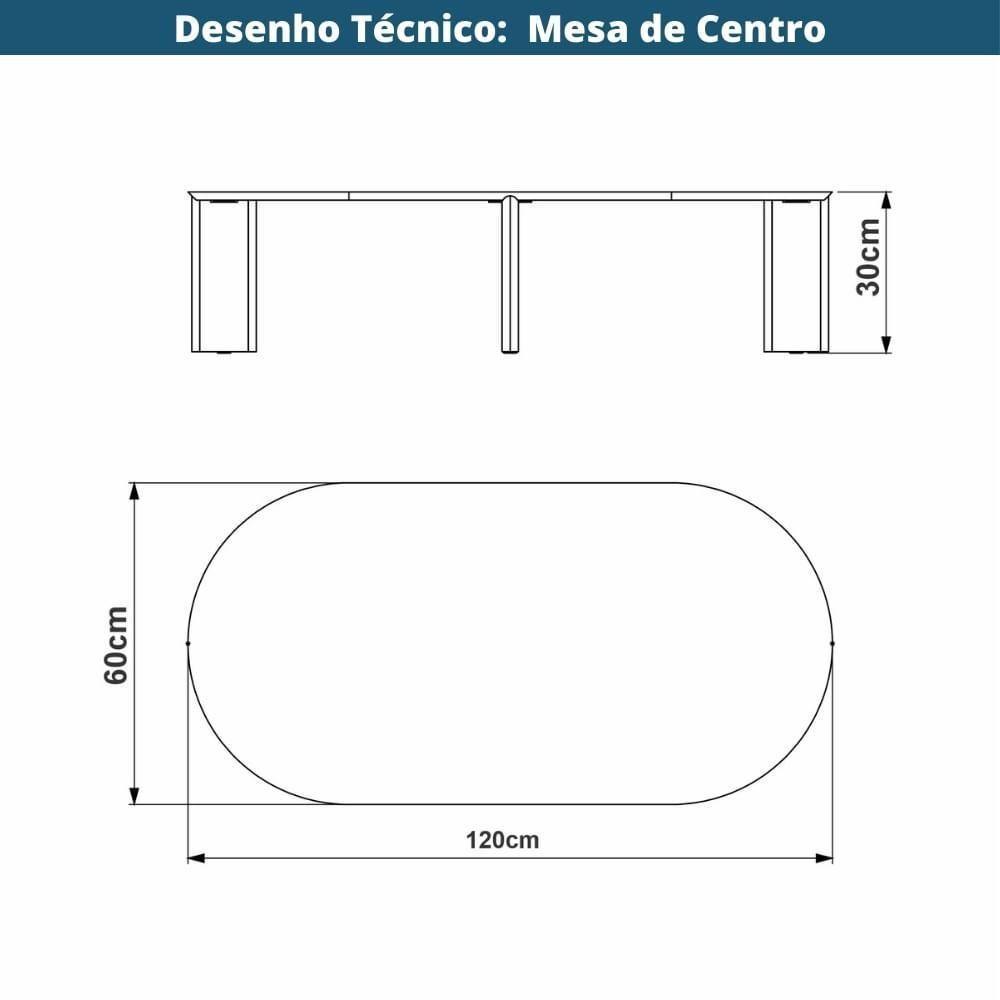 Mesa De Centro Orgânica Chanfrada Artesano 120 Cm (largura) Em Mdp Nero (preto) Pés Madeira Maciça - 4