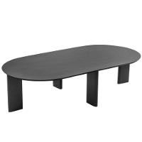 Mesa De Centro Orgânica Chanfrada Artesano 120 Cm (largura) Em Mdp Nero (preto) Pés Madeira Maciça - 1