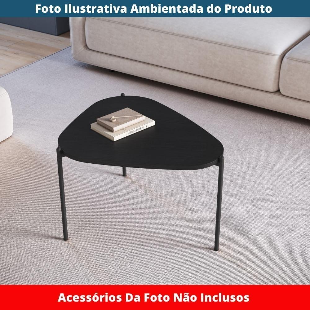 Mesa De Centro Orgânica Artesano 59 Cm (largura) Em Mdp Nero (preto) E Pés Em Aço Preto - 3