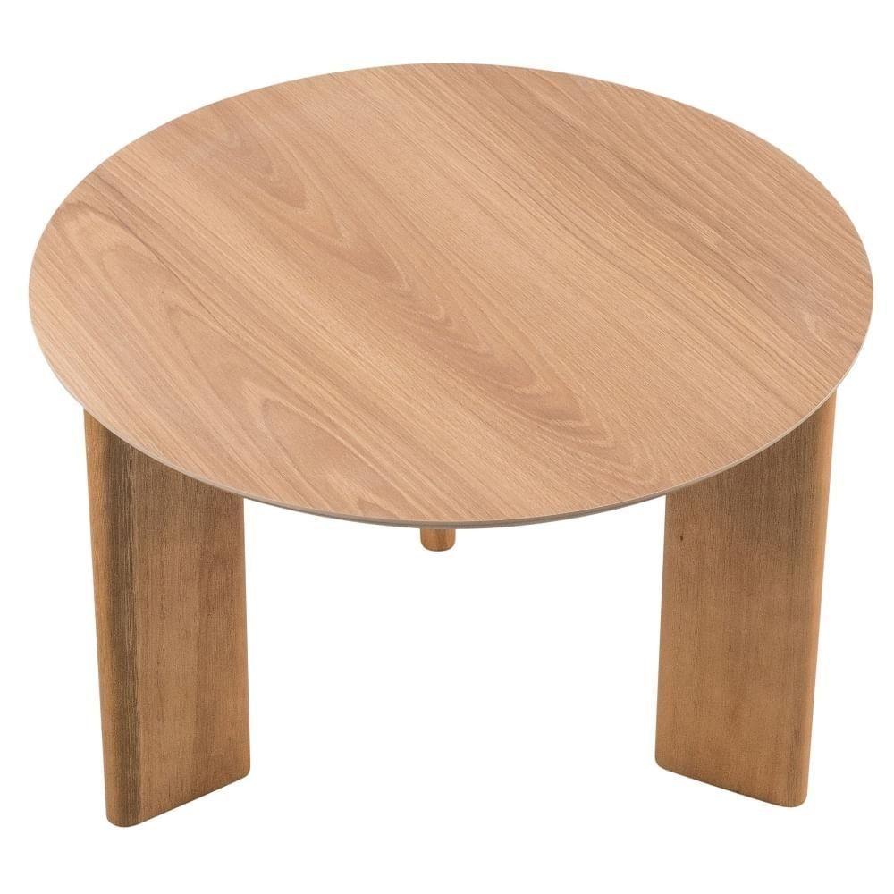 Mesa De Centro Redonda Orgânica Chanfrada Artesano 60 Cm (larg) Mdp Hanover (mel) Pés Madeira Maciça - 2