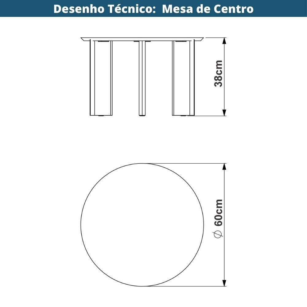 Mesa De Centro Redonda Orgânica Chanfrada Artesano 60 Cm (larg) Mdp Hanover (mel) Pés Madeira Maciça - 5