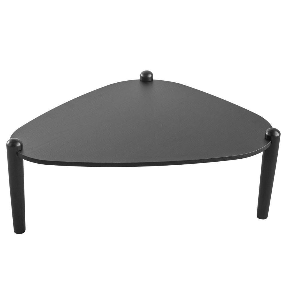 Mesa De Centro Orgânica Artesano 85 Cm (largura) Em Mdp Nero (preto) E Pés Em Madeira Maciça - 1