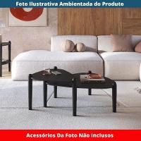 Mesa De Centro Orgânica Artesano 85 Cm (largura) Em Mdp Nero (preto) E Pés Em Madeira Maciça - 3
