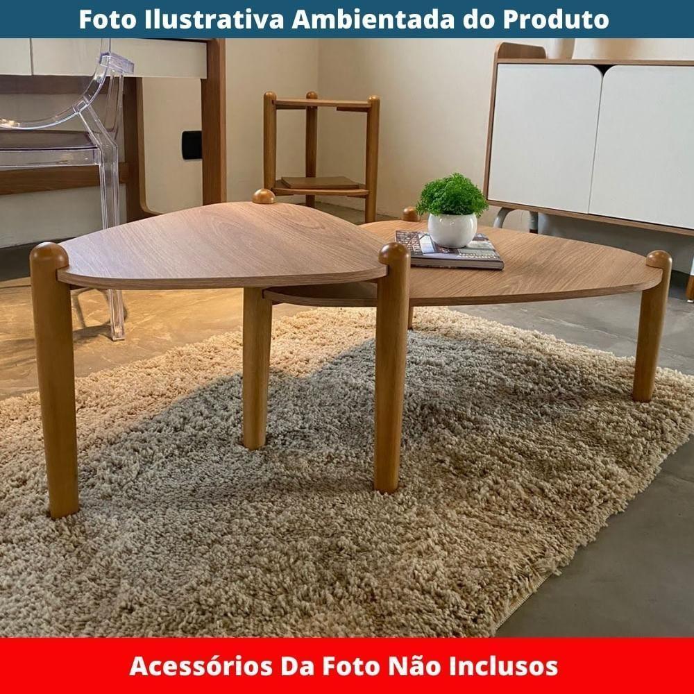 Mesa De Centro Orgânica Artesano 60 Cm (largura) Em Mdp Hanover (mel) E Pés Em Madeira Maciça - 4