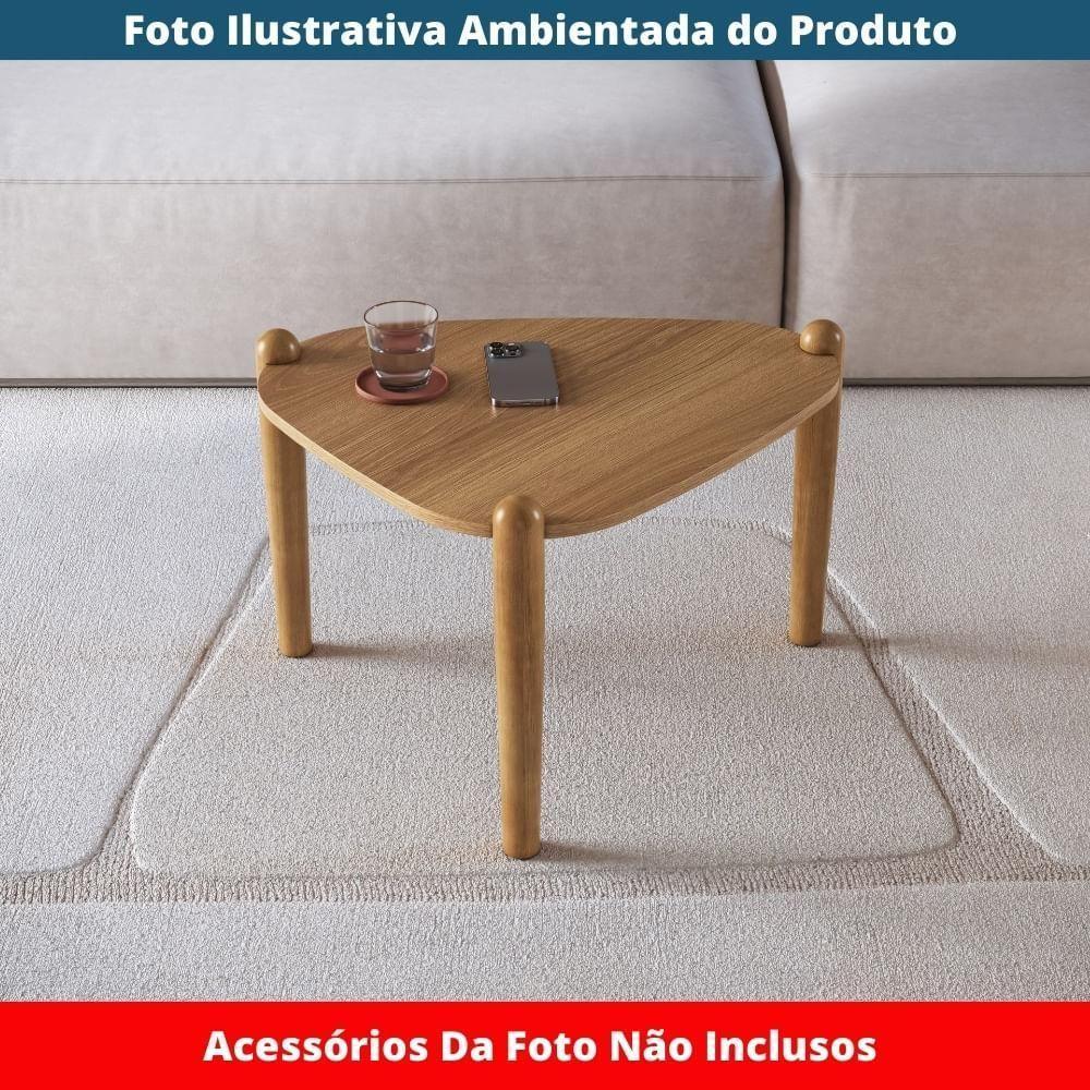 Mesa De Centro Orgânica Artesano 60 Cm (largura) Em Mdp Hanover (mel) E Pés Em Madeira Maciça - 6