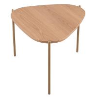 Mesa De Centro Orgânica Artesano 59 Cm (largura) Em Mdp Hanover (mel) E Pés Em Aço Dourado - 2