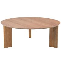 Mesa De Centro Redonda Orgânica Chanfrada Artesano 80 Cm (larg) Mdp Hanover (mel) Pés Madeira Maciça - 1