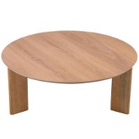 Mesa De Centro Redonda Orgânica Chanfrada Artesano 80 Cm (larg) Mdp Hanover (mel) Pés Madeira Maciça - 2