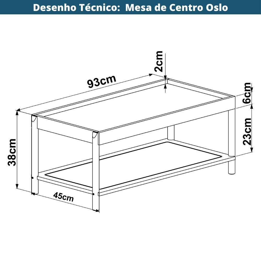 Mesa De Centro Retangular Oslo Artesano 93 Cm (largura) Mdp Hanover Palha Sintética Bege Pé Madeira - 3