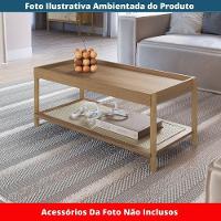 Mesa De Centro Retangular Oslo Artesano 93 Cm (largura) Mdp Hanover Palha Sintética Bege Pé Madeira - 2