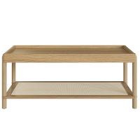 Mesa De Centro Retangular Oslo Artesano 93 Cm (largura) Mdp Hanover Palha Sintética Bege Pé Madeira