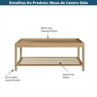 Mesa De Centro Retangular Oslo Artesano 93 Cm (largura) Mdp Hanover Palha Sintética Bege Pé Madeira - 6