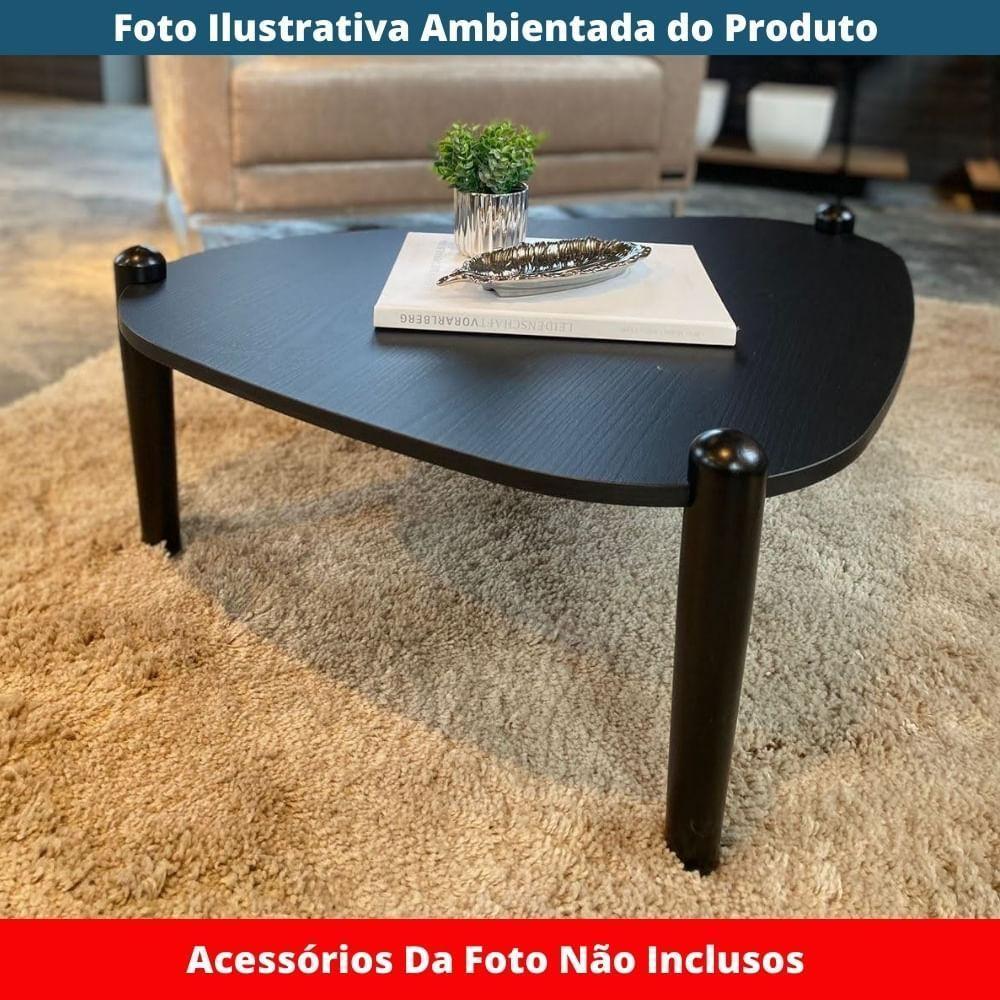 Mesa De Centro Orgânica Artesano 60 Cm (largura) Em Mdp Nero (preto) E Pés Em Madeira Maciça - 3