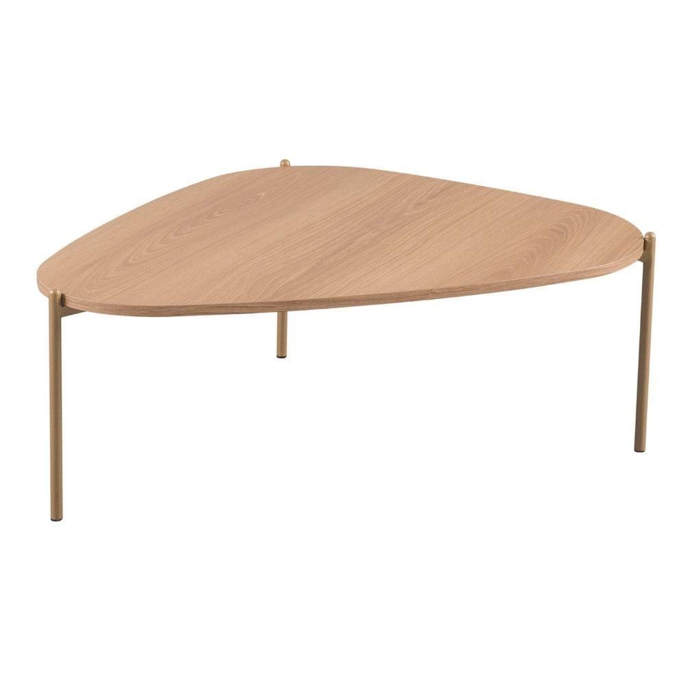 Mesa De Centro Orgânica Artesano 77 Cm (largura) Em Mdp Hanover (mel) E Pés Em Aço Dourado - 2