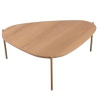 Mesa De Centro Orgânica Artesano 77 Cm (largura) Em Mdp Hanover (mel) E Pés Em Aço Dourado - 1