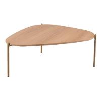 Mesa De Centro Orgânica Artesano 77 Cm (largura) Em Mdp Hanover (mel) E Pés Em Aço Dourado - 2