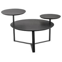 Mesa De Centro Industrial Chanfrada Artesano 83 Cm (larg) 3 Tampos Mdp Nero (preto) Pé Aço Preto - 2