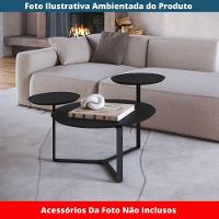 Mesa De Centro Industrial Chanfrada Artesano 83 Cm (larg) 3 Tampos Mdp Nero (preto) Pé Aço Preto - 3