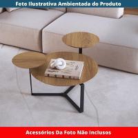 Mesa De Centro Industrial Chanfrada Artesano 83 Cm (larg) 3 Tampos Mdp Hanover (mel) Pé Aço Preto - 3