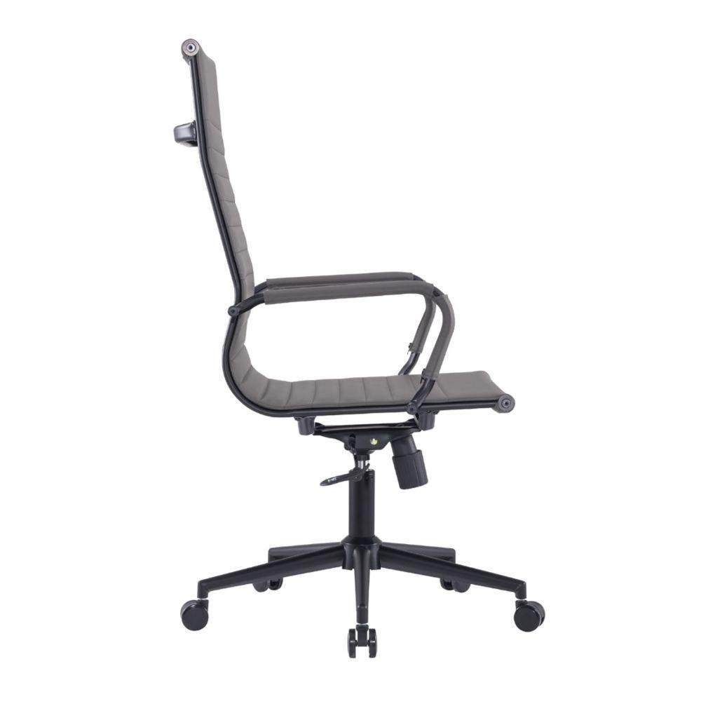 Kit 2 Cadeiras Escritório Manhattan Black Esteirinha Presidente Fratini Pu Cinza Base Rodízio Preto - 4