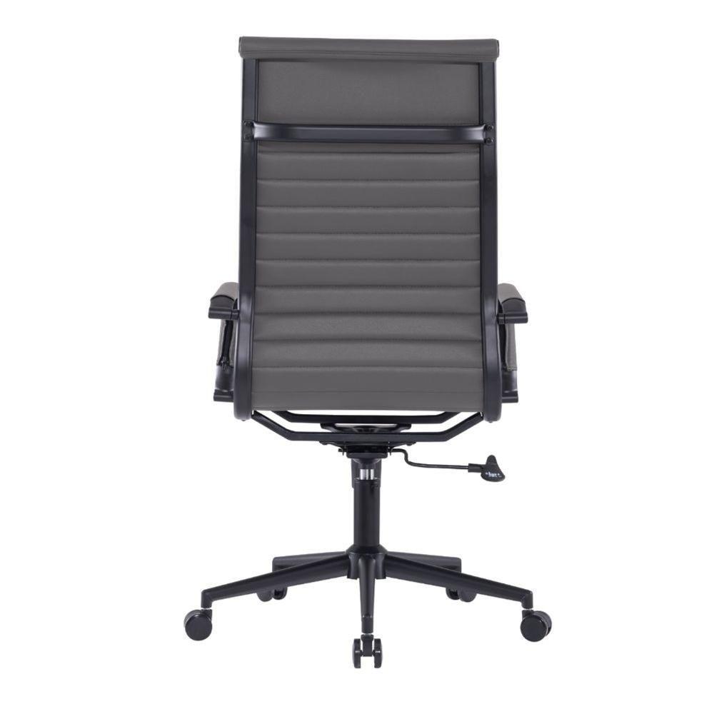 Kit 2 Cadeiras Escritório Manhattan Black Esteirinha Presidente Fratini Pu Cinza Base Rodízio Preto - 5