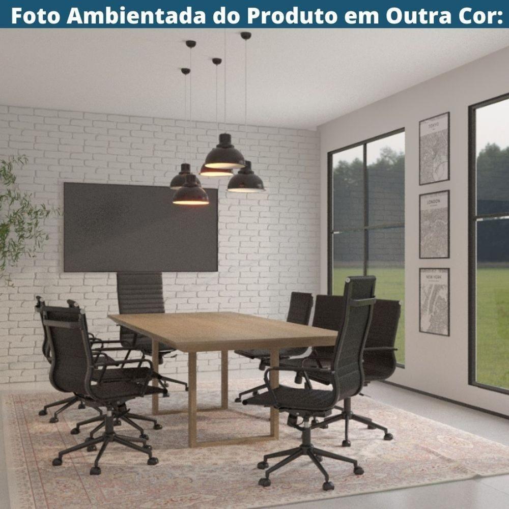 Kit 2 Cadeiras Escritório Manhattan Black Esteirinha Presidente Fratini Pu Cinza Base Rodízio Preto - 7