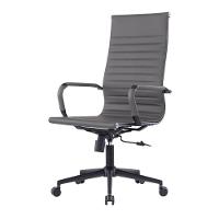 Kit 2 Cadeiras Escritório Manhattan Black Esteirinha Presidente Fratini Pu Cinza Base Rodízio Preto - 2