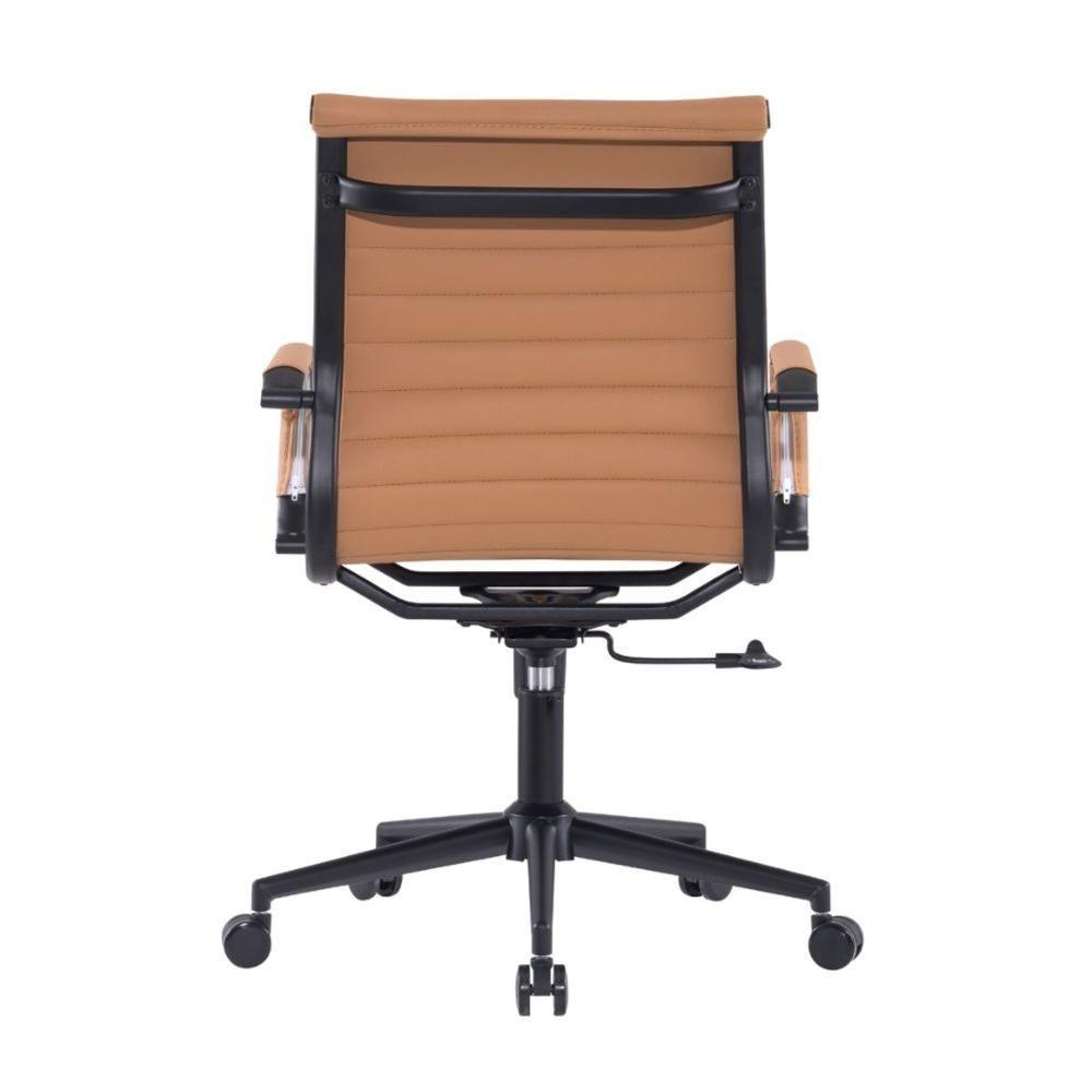 Kit 2 Cadeiras Escritório Manhattan Black Esteirinha Diretor Fratini Pu Caramelo Base Rodízio Preto - 3