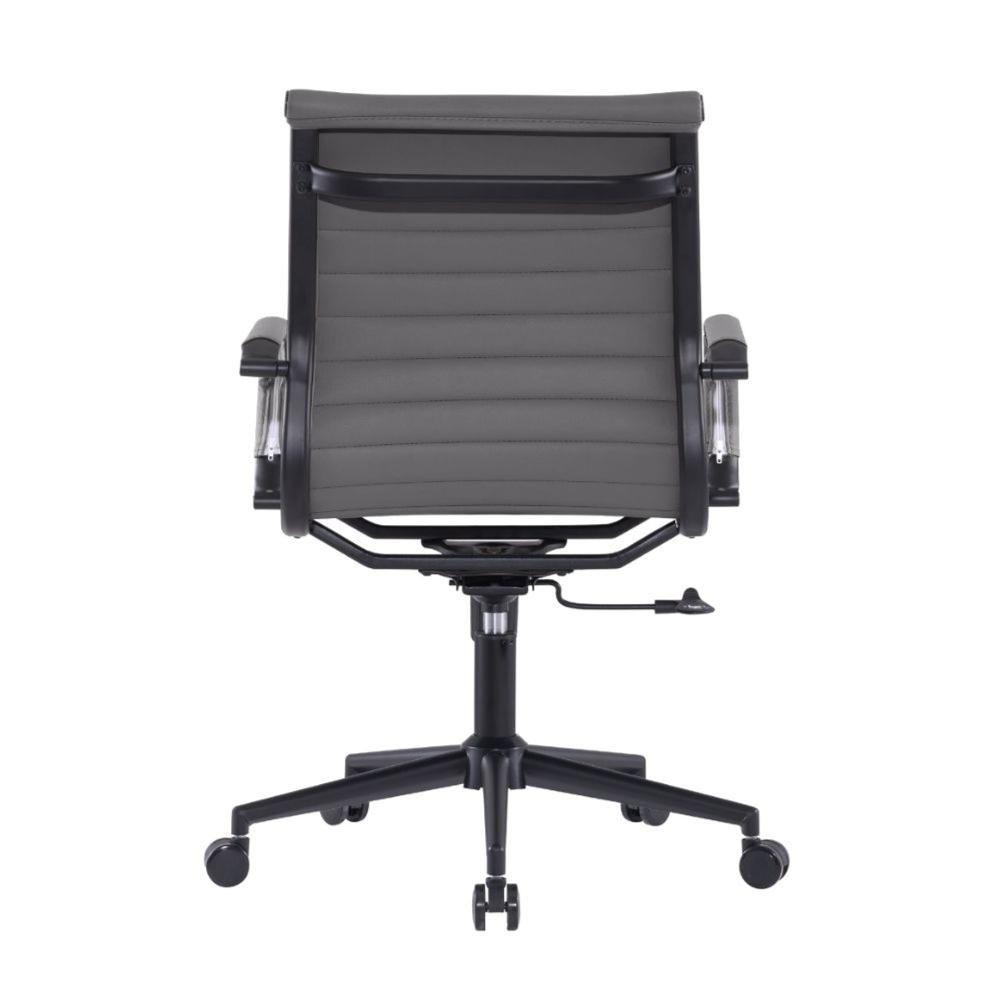 Kit 2 Cadeiras Escritório Manhattan Black Esteirinha Diretor Fratini Pu Cinza Base Rodízio Preto - 5