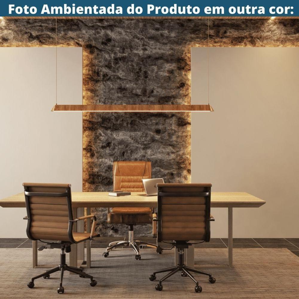 Kit 2 Cadeiras Escritório Manhattan Black Esteirinha Diretor Fratini Pu Cinza Base Rodízio Preto - 7