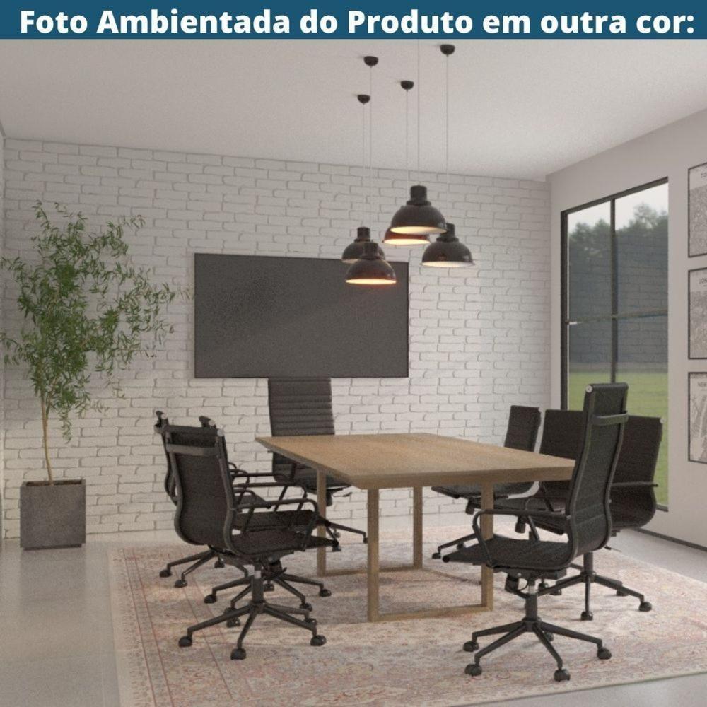 Kit 2 Cadeiras Escritório Manhattan Black Esteirinha Diretor Fratini Pu Cinza Base Rodízio Preto - 9