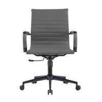 Kit 2 Cadeiras Escritório Manhattan Black Esteirinha Diretor Fratini Pu Cinza Base Rodízio Preto - 3