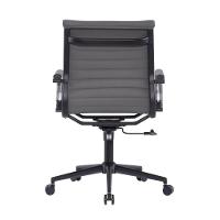 Kit 2 Cadeiras Escritório Manhattan Black Esteirinha Diretor Fratini Pu Cinza Base Rodízio Preto - 5