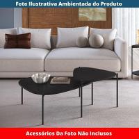 Mesa De Centro Orgânica Artesano 77 Cm (largura) Em Mdp Nero (preto) E Pés Em Aço Preto - 3