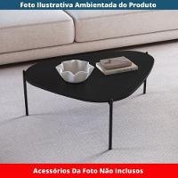 Mesa De Centro Orgânica Artesano 77 Cm (largura) Em Mdp Nero (preto) E Pés Em Aço Preto