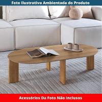 Mesa De Centro Orgânica Chanfrada Artesano 120 Cm (largura) Em Mdp Hanover (mel) Pés Madeira Maciça