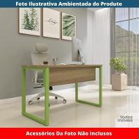 Mesa Escritório P25 Tub Pandin 120 Cm (larg) Tampo Mdp Noce Naturalle Pé Aço Tubular Verde Mirô - 2