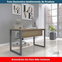 Mesa Escritório P25 Tub Pandin 120 Cm (larg) Tampo Mdp Noce Naturalle Pé Aço Tubular Grafito - 2