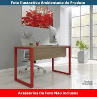 Mesa Escritório P25 Tub Pandin 120 Cm (larg) Tampo Mdp Noce Naturalle Pé Aço Tubular Vermelho - 2