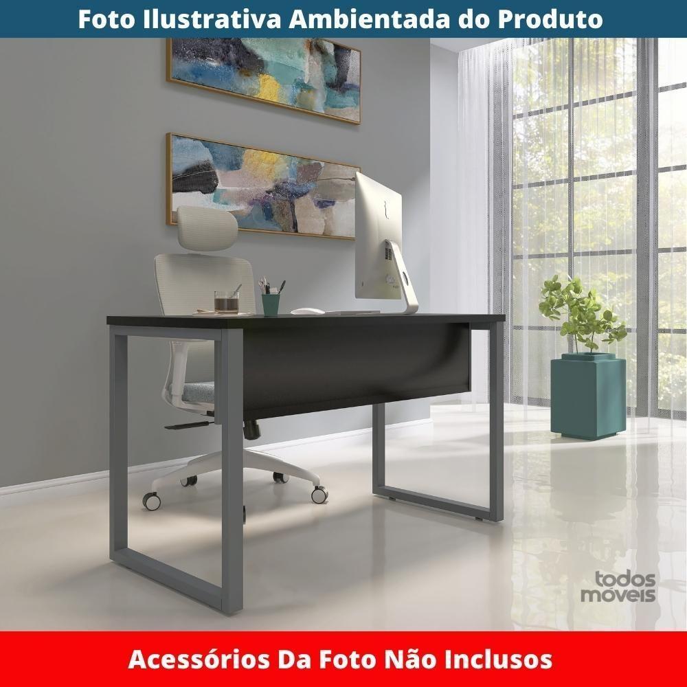 Mesa Escritório P25 Tub Pandin 120 Cm (larg) Tampo Mdp Preto Pé Aço Tubular Grafito - 2