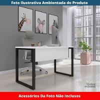 Mesa Escritório P25 Tub Pandin 150 Cm (larg) Tampo Mdp Branco Pé Aço Tubular Preto - 2