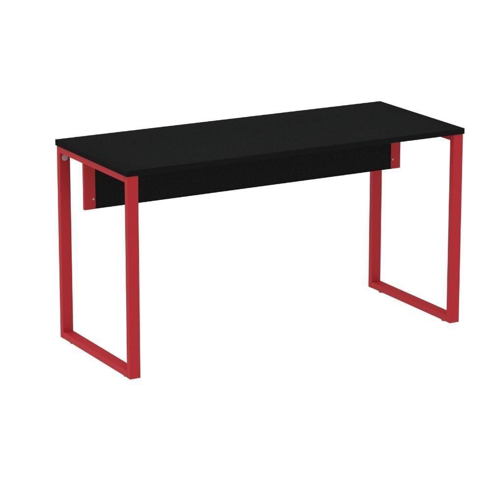 Mesa Escritório P25 Tub Pandin 120 Cm (larg) Tampo Mdp Preto Pé Aço Tubular Vermelho - 1
