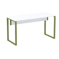 Mesa Escritório P25 Tub Pandin 120 Cm (larg) Tampo Mdp Branco Pé Aço Tubular Verde Mirô - 1