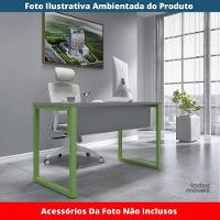 Mesa Escritório P25 Tub Pandin 120 Cm (larg) Tampo Mdp Grafito Pé Aço Tubular Verde Mirô - 2