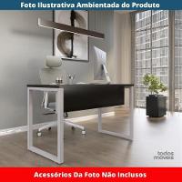 Mesa Escritório P25 Tub Pandin 120 Cm (larg) Tampo Mdp Preto Pé Aço Tubular Cinza - 2