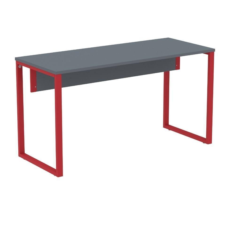 Mesa Escritório P25 Tub Pandin 120 Cm (larg) Tampo Mdp Grafito Pé Aço Tubular Vermelho - 1