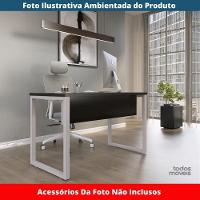 Mesa Escritório P25 Tub Pandin 150 Cm (larg) Tampo Mdp Preto Pé Aço Tubular Cinza - 2