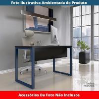 Mesa Escritório P25 Tub Pandin 120 Cm (larg) Tampo Mdp Preto Pé Aço Tubular Azul Del Rey - 2