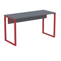 Mesa Escritório P25 Tub Pandin 134 Cm (larg) Tampo Mdp Grafito Pé Aço Tubular Vermelho - 1